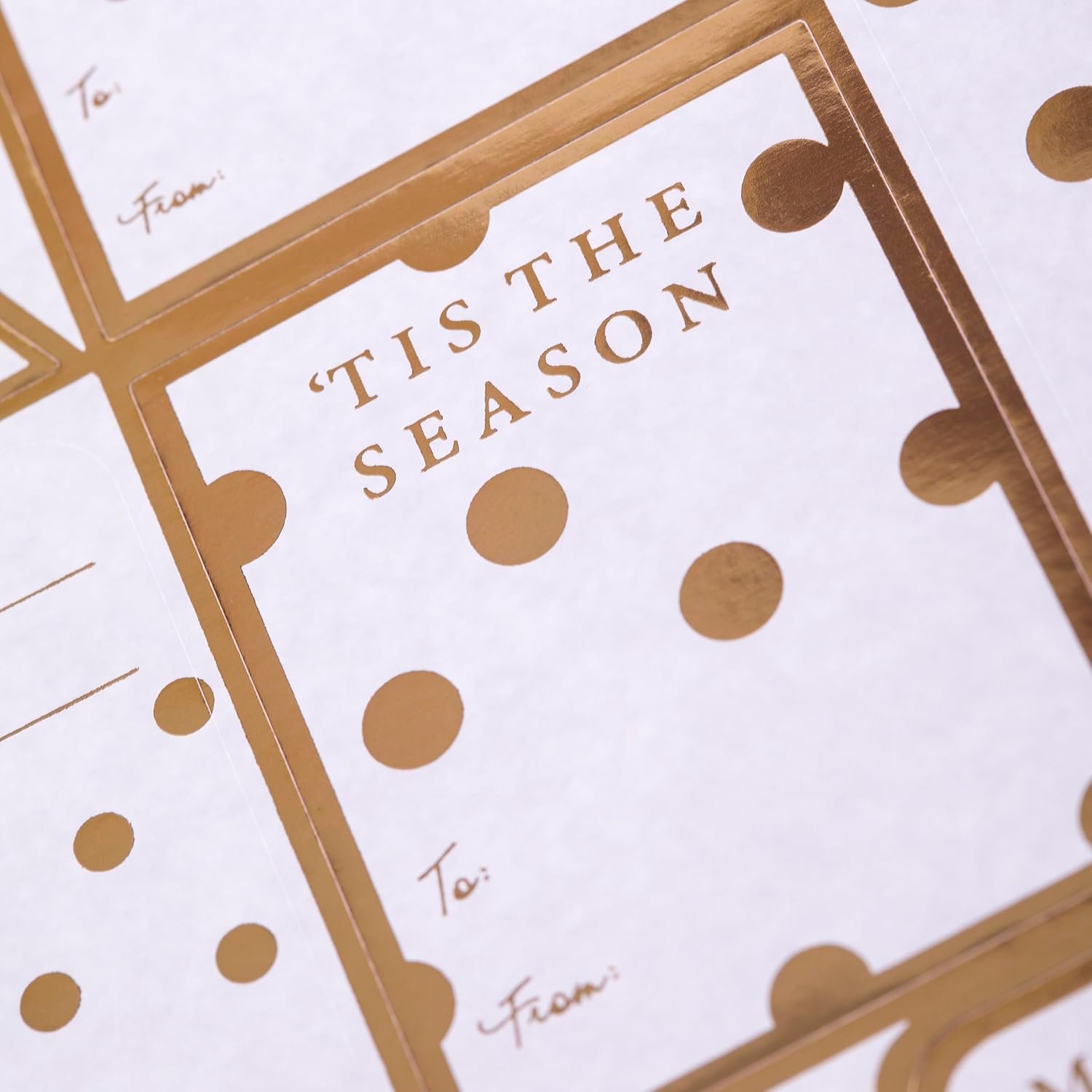 Graphique Shimmering White Gift Labels | 52 Self-Adhesive Christmas Stickers | 13 Designs with Gold Foil Accents | to and from Names | for Holiday Wrapping Paper & Gift Bags - Image 3