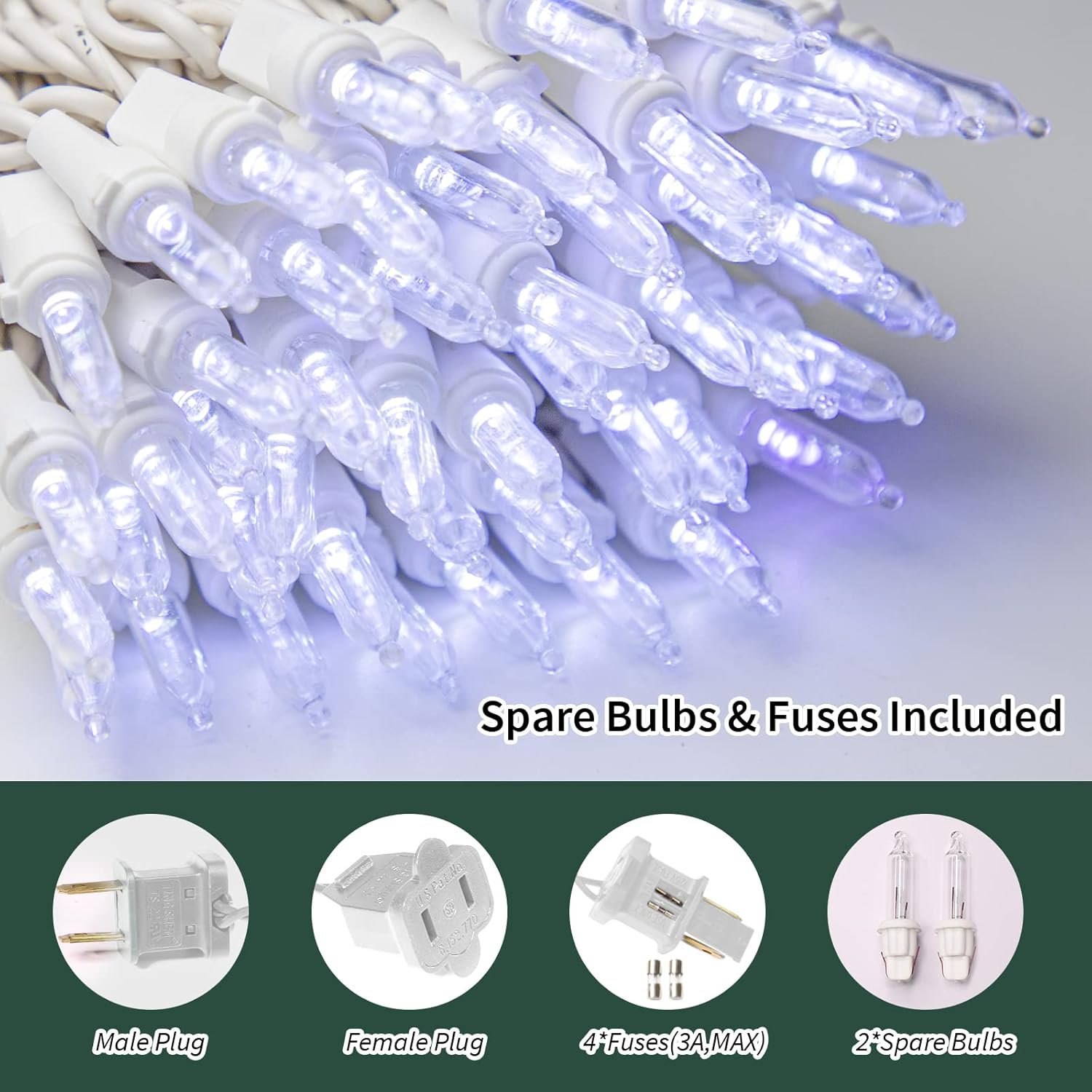 100 Mini LED Count White -String Lights - 21.6FT LED Christmas Lights, Mini led Lights for Indoor Outdoor Home Holiday Party Wedding Independence Day Decoration - Image 3