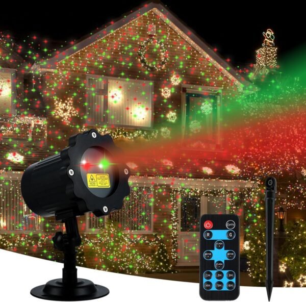 Christmas Projector Lights Outdoor, Waterproof Christmas Decorations Led Lights Projector with Remote Control Timer Indoor Firefly Lights for Xmas Yard Garden Holiday Party Home Decor Landscape Patio - Image 2