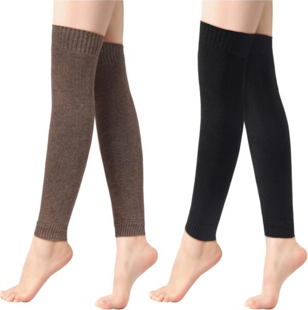 2 Pairs Warm Leg Warmers, Women's Winter Over Knee High Footless Socks Knit Warm Long Leg Warmers - Image 2