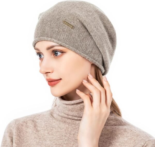 QUEENFUR Knit Slouchy Beanie Hats for Women Cashmere Ski Cap Knitted Wool Soft Warm Winter Hat - Image 5