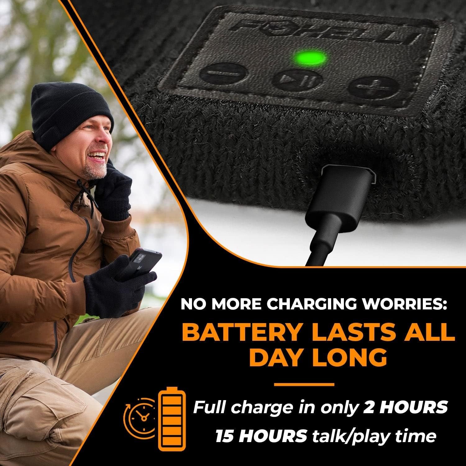 Foxelli Bluetooth Beanie Hat with Headphones Perfect Tech Gift for Men & Women - Image 6