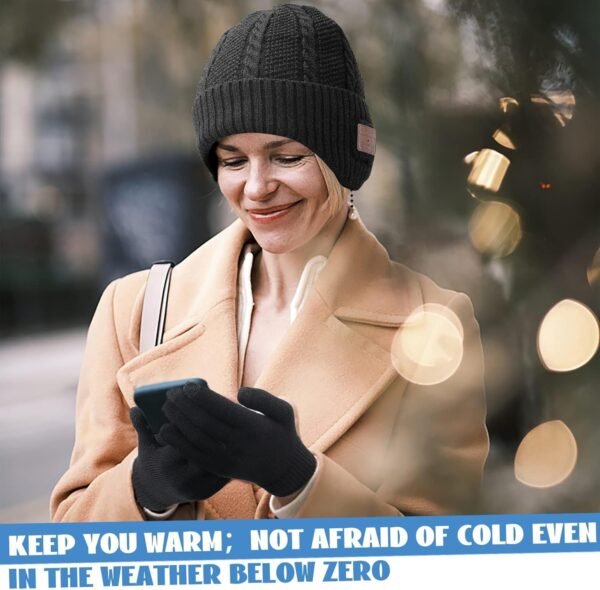 Music Beanie Hat Set - Men's Winter Hat w/Speaker Headphones and Scarf Gloves, for Teens Boys Women Gamer - Image 5