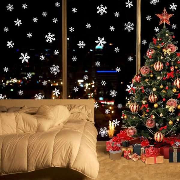 LUDILO 135Pcs Christmas Window Clings Snowflakes Window Decals Static Window Stickers for Christmas Decorations Window Décor Ornaments Xmas Party Supplies Thanksgiving Party Décor - Image 4