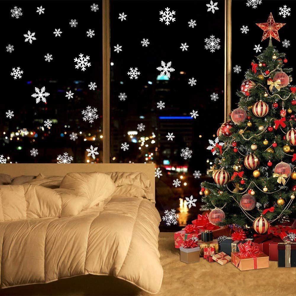 LUDILO 135Pcs Christmas Window Clings Snowflakes Window Decals Static Window Stickers for Christmas Decorations Window Décor Ornaments Xmas Party Supplies Thanksgiving Party Décor - Image 4