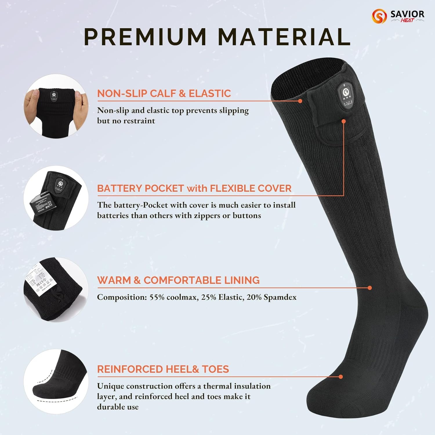 SAVIOR HEAT Heated Socks for Men Women with APP Control Battery Rechargeable Electric Heating Skiing Socks Washable Foot Warmer for Winter Hunting Skiing Fishing Hiking - Image 9