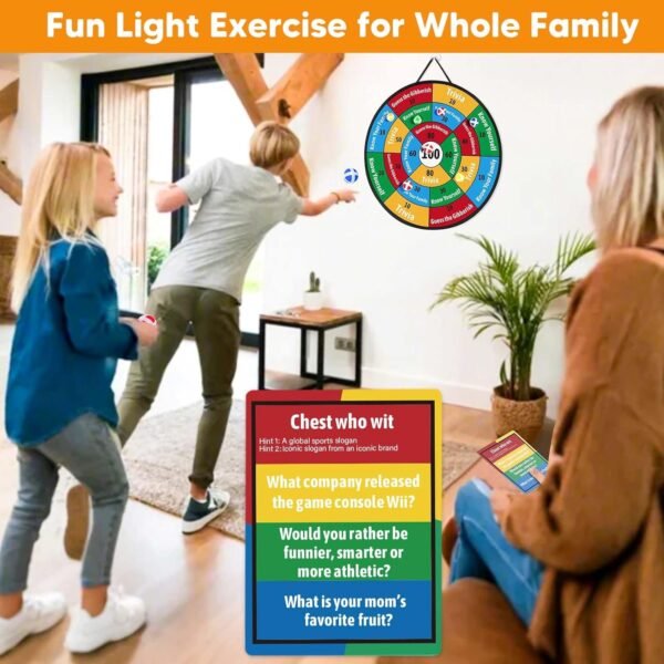 Garybank Conversation Dart Board Games for Kids Family, 56 Trivia Cards W/ 200+ Questions, Christmas Games Ideas for Kid, Teens & Adults, Strengthen Family Bonds & Have Fun Activities - Image 7