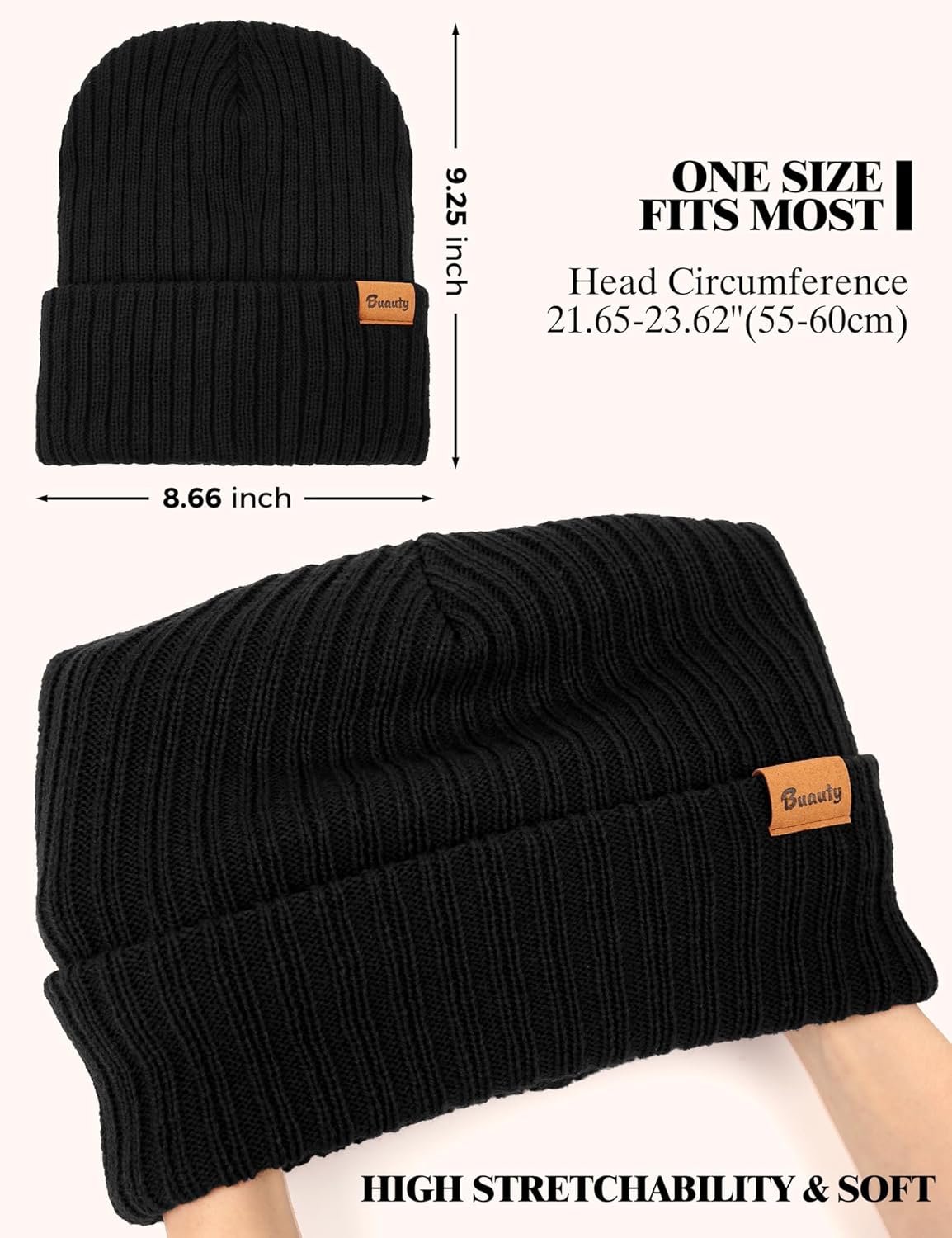 Beanie Hats for Men Women Fleece Winter Hat Chunky Knit Skull Stocking Caps for Guys Thermal Snow Hat Heated Cuffed Gift - Image 7
