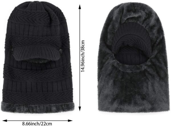 Winter Knitted Balaclava Beanie Hat Warm Cycling Ski Mask, Women Windproof Hood, Balaclavas Heavyweight Thermal Fleece - Image 4