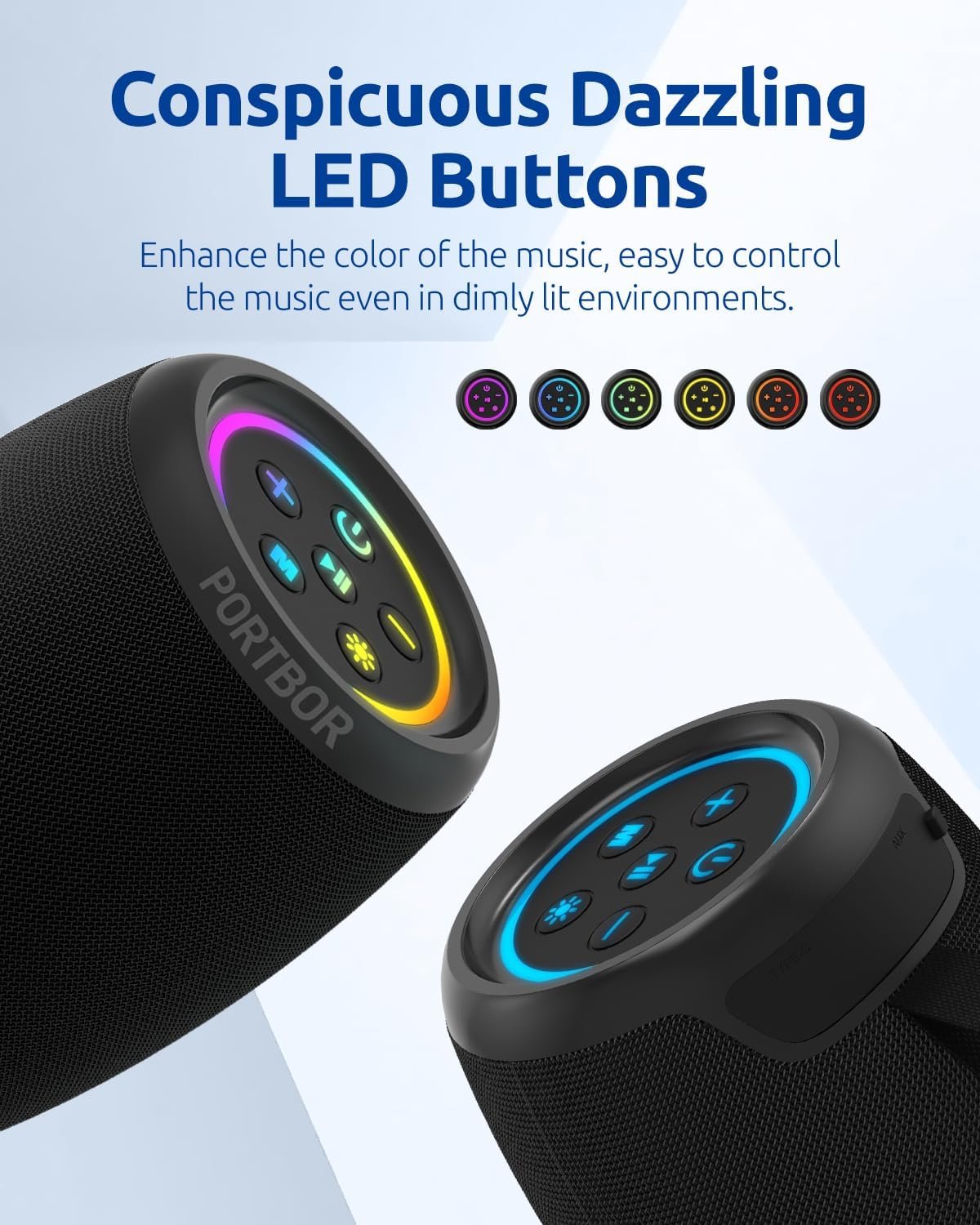 Bluetooth Speaker, Portable Wireless, Powerful Sound, with FM Radio/AUX Input, IPX5 Waterproof, TWS Pairing, for Outdoor Home Party, Birthday Gift - Image 9
