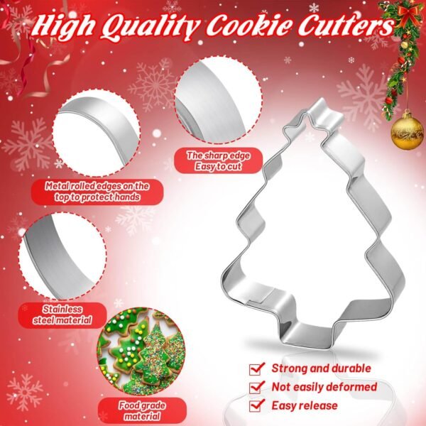 16PCS Christmas Cookie Cutters, Stainless Steel Metal Holiday Cookie Cutters Christmas Shapes, Mini Large Christmas Cookie Cutters Gingerbread, Snowflake, Christmas Tree, Sugar, Snowman - Image 4