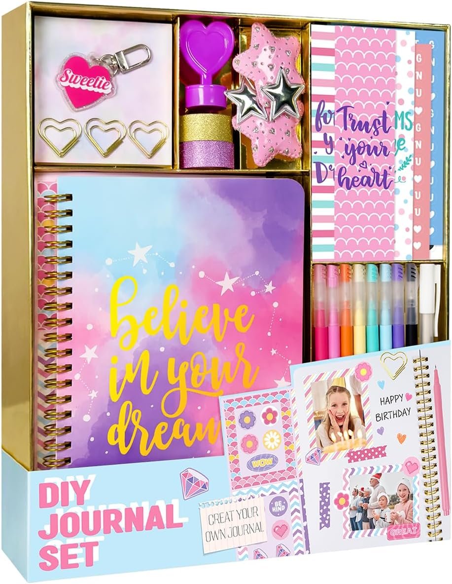 DIY Journal Kit for Girls - DIY Journal Set for Tween & Teen Girls, Stationery Set, Scrapbook & Diary Supplies Set, Journaling Art Crafts Kit, Ideal Gifts for 8 9 10 11 12 13 14 Year Old Girl - Image 2