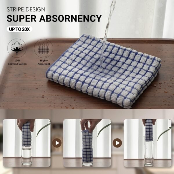 100% Cotton Kitchen Towels and Dishcloths Set, Set of 18 Kitchen Towels Set, 6Pcs 16 x 25 Inches and 12Pcs 12 x 12 Inches, Checkered Designed, Super Soft and Absorbent Kitchen Towels Sets - Image 8