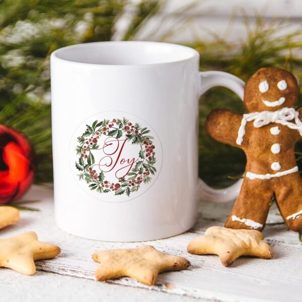 Whaline 1000Pcs Christmas Stickers 1.5Inch Assorted Plants Round Stickers in Roll Rustic Christmas Tree Wreath Elk Truck Patterns Label Stickers for Xmas Seals Cards Presents Envelopes, 8 Designs - Image 7