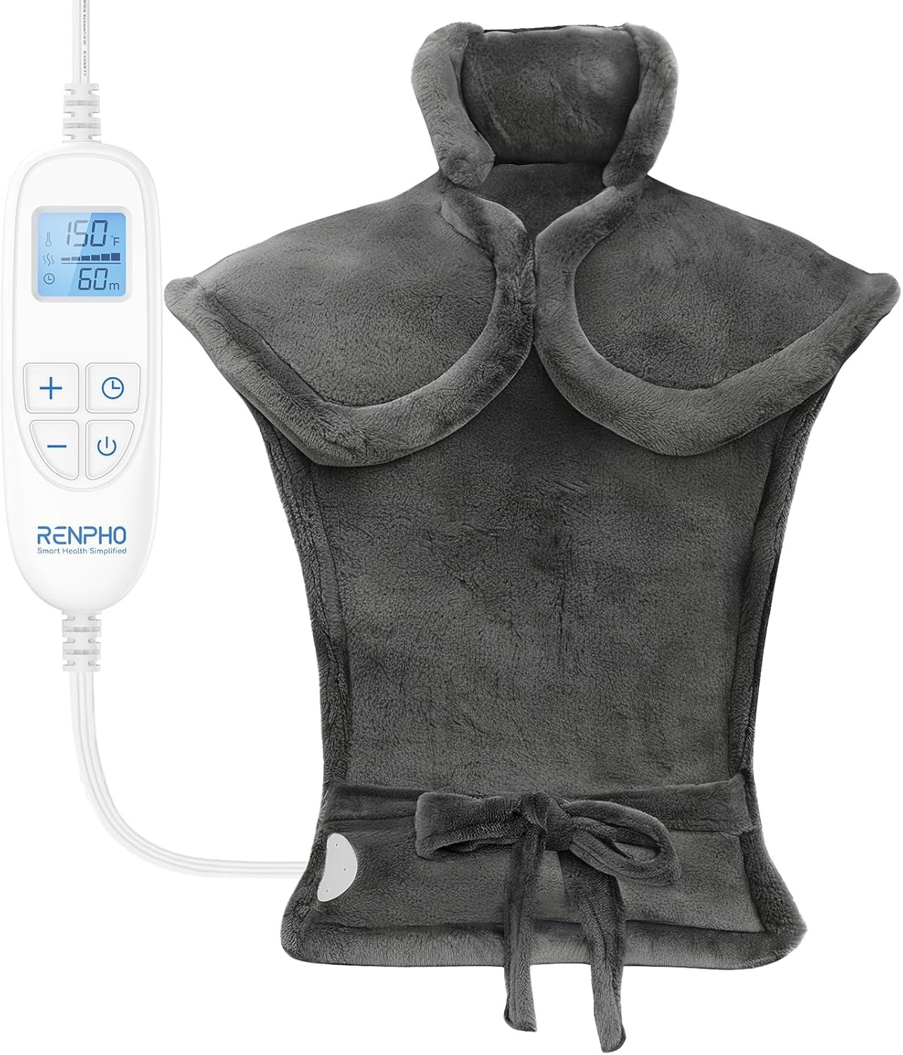 RENPHO Heating Pad for Back Pain Relief, Christmas Gifts for Women Men Mom Dad Wife, FSA HSA Eligible, Electric Heat Pads for Neck and Shoulders, Fast-Heating, Auto-Off, 24"x33", ETL Certified, Gray - Image 2