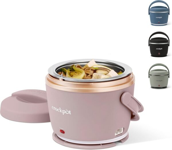Crock-Pot 20-Ounce Electric Lunch Box, Portable Food Warmer, Blush Pink | Perfect for Travel, Car, On-the-Go | Spill-Free, Dishwasher-Safe - Image 2