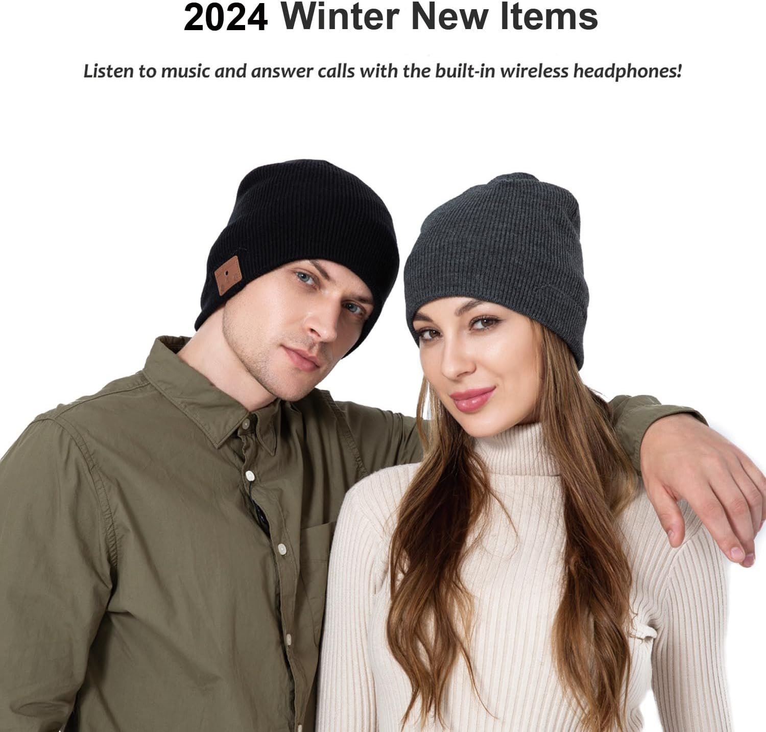 beanie MUSICBEE Bluetooth V5.2 Wireless Knit Winter Cap, 24 Hour Play time, Built-in Microphone and HD Stereo Speakers, Wool Lined for Outdoor Homes and Gifts - Neutral (Charcoal) - Image 7