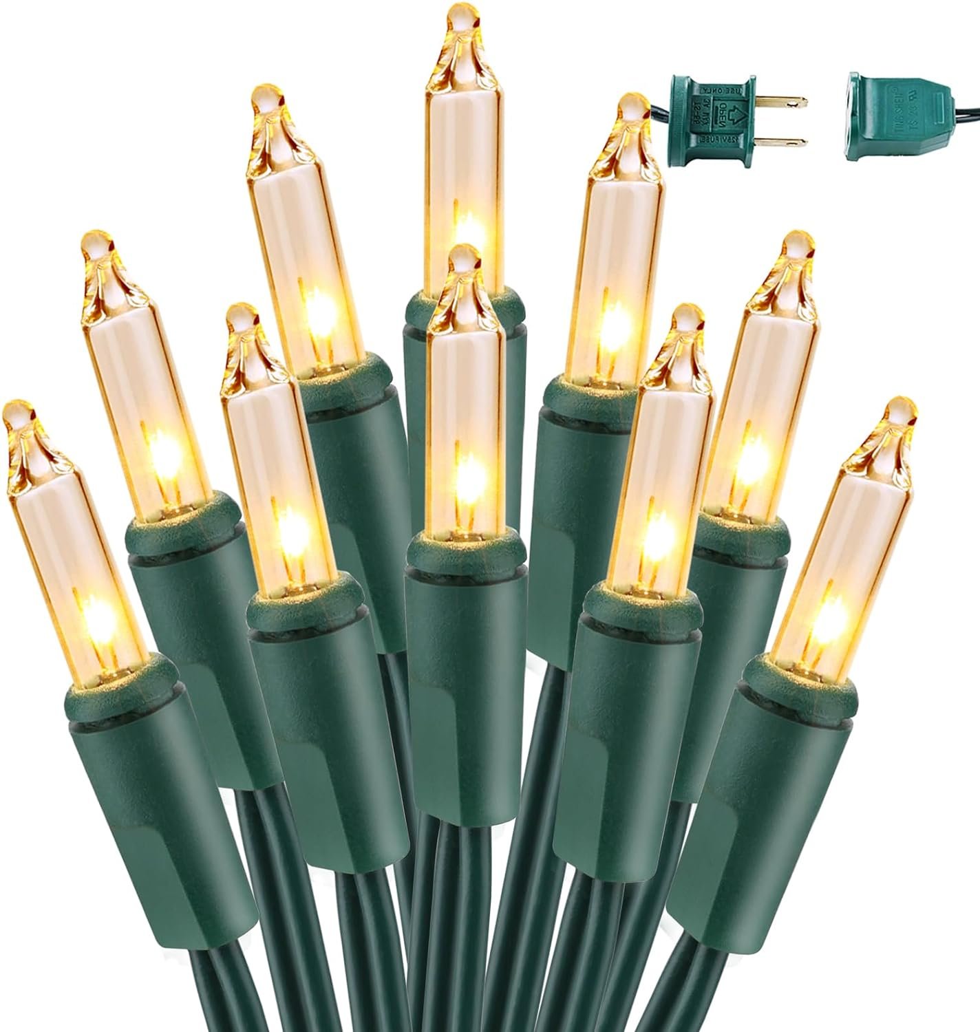BrizLabs Clear Christmas Lights Outdoor 300 Count 69.6ft Incandescent Christmas Lights Connectable Warm White String Lights UL Certified Xmas Mini Lights Green Wire for Indoor Tree Holiday Party Decor - Image 2