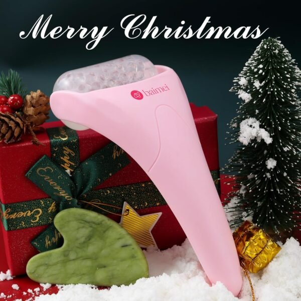BAIMEI IcyMe Ice Roller for Face Women and Gua Sha Facial Tool Set, Ice Face Roller Reduces Puffiness, Relieves Migraines, Skin Care Tools, Self Care Gift for Women - Pink - Image 6
