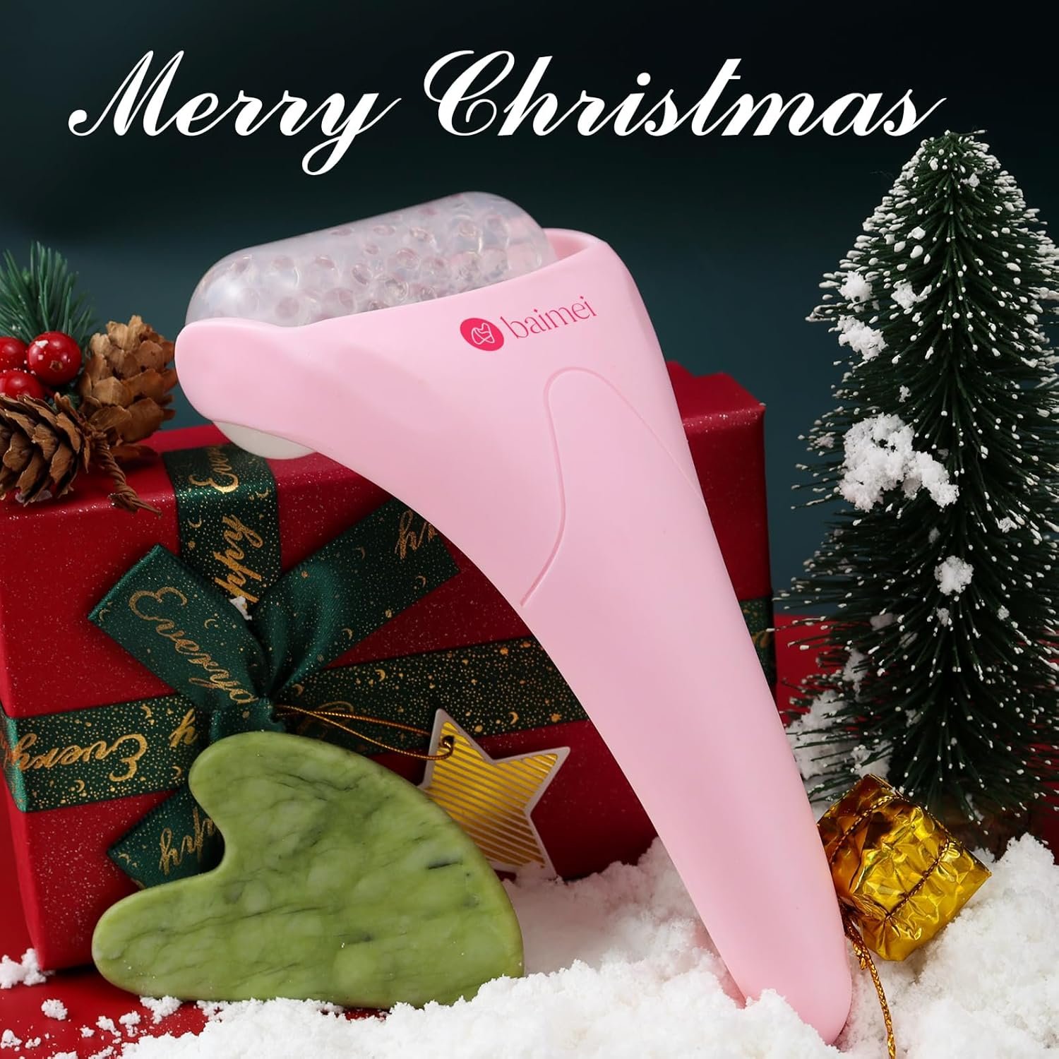 BAIMEI IcyMe Ice Roller for Face Women and Gua Sha Facial Tool Set, Ice Face Roller Reduces Puffiness, Relieves Migraines, Skin Care Tools, Self Care Gift for Women - Pink - Image 6