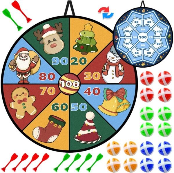 29" Large Christmas Dart Board for Kids, Christmas Board Game Toy with 16 Sticky Balls, 8 Velcro Darts Christmas Toys, Christmas Party Favors, Stocking Stuffers for Kids - Image 2