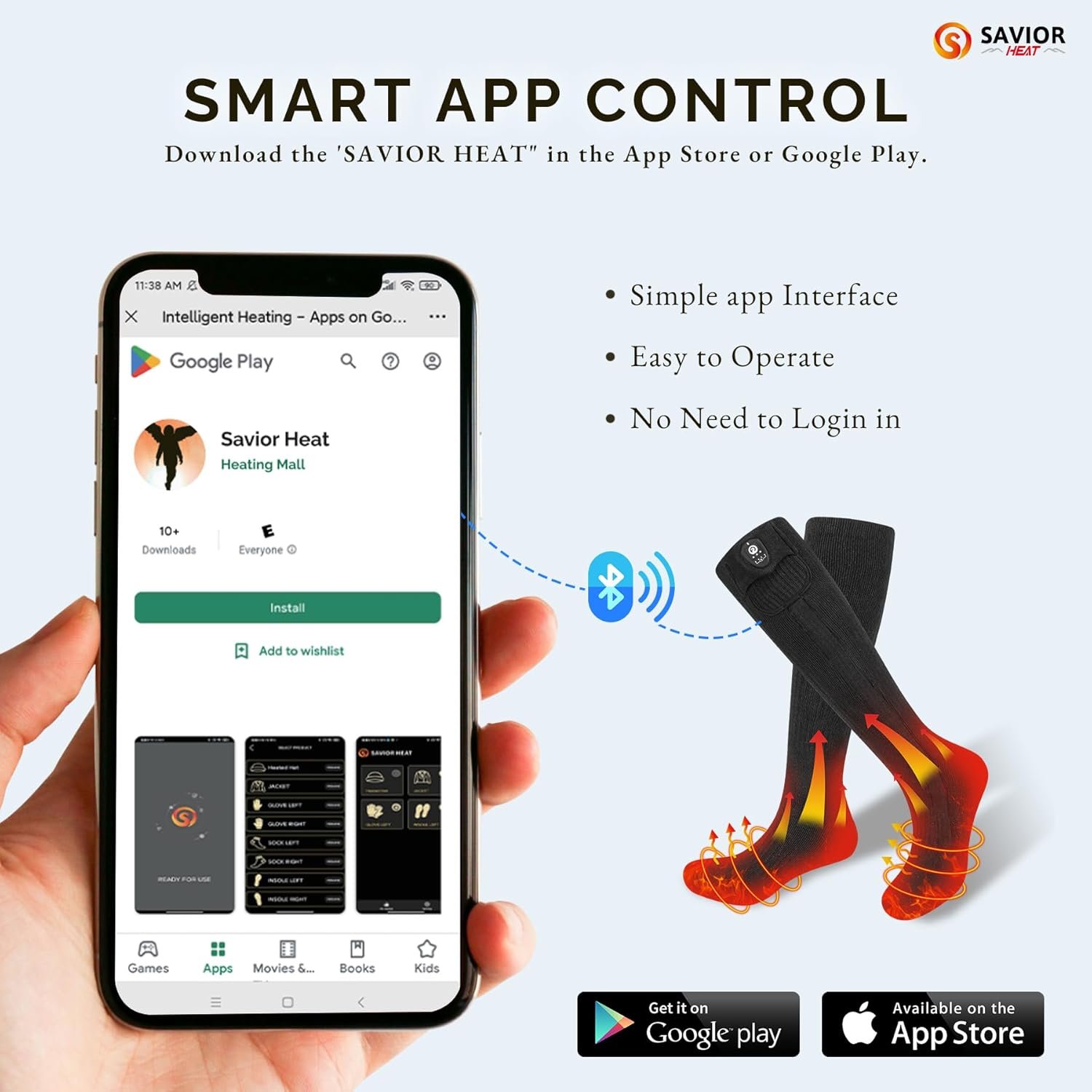 SAVIOR HEAT Heated Socks for Men Women with APP Control Battery Rechargeable Electric Heating Skiing Socks Washable Foot Warmer for Winter Hunting Skiing Fishing Hiking - Image 3