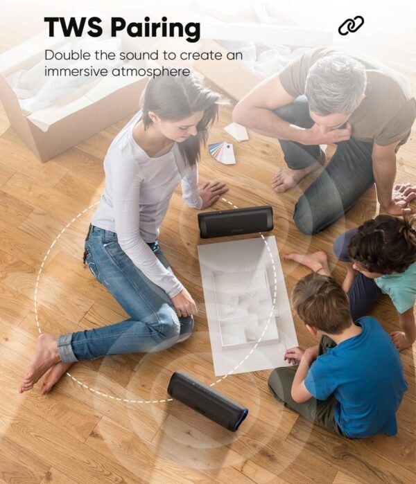 Bluetooth Speaker with HD Sound, Portable Wireless, IPX5 Waterproof, Up to 20H Playtime, TWS Pairing, BT5.3, for Home/Party/Outdoor/Beach, Electronic Gadgets, Birthday Gift (Black) - Image 6