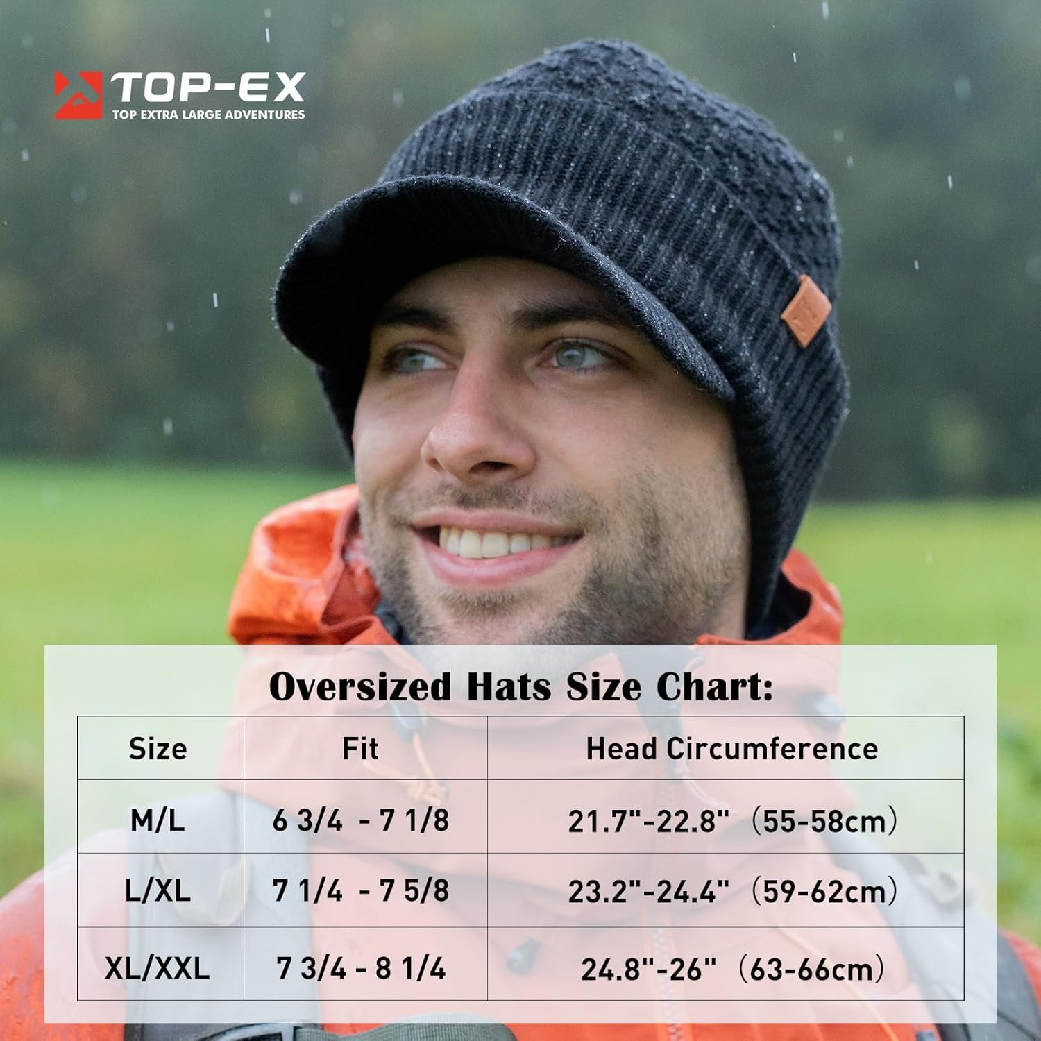 TOP-EX L/XL/XXL 50% Merino Wool Waterproof All Weather Brim Beanie Fleece Lined Unisex - Image 6
