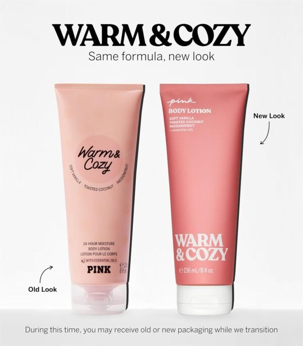 Victoria's Secret PINK Warm & Cozy Fragrance Lotion, Notes of Vanilla, Coconut & Passionfruit, Scented Body Lotion for Women (8 oz) - Image 4