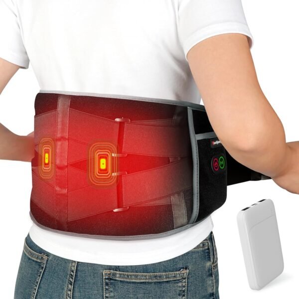 Comfytemp Cordless Heating Pad with Massager for Back Pain Relief, Portable Lower Back Massager FSA HSA Eligible, Wearable Heating Pads for Cramps with 3 Heat, Auto-Off, Christmas Gifts for Mom 58" - Image 2