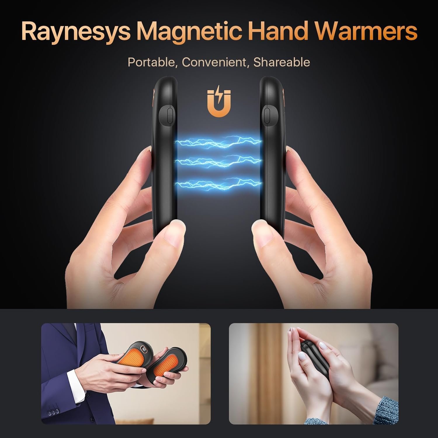 2 in 1 Magnetic Hand Warmers Rechargeable, 10000mAh Electric Hand Warmers 2 Pack, LED Display & Adjustable Heat Settings Portable Heater for Camping, Hiking, Traveling - Image 5