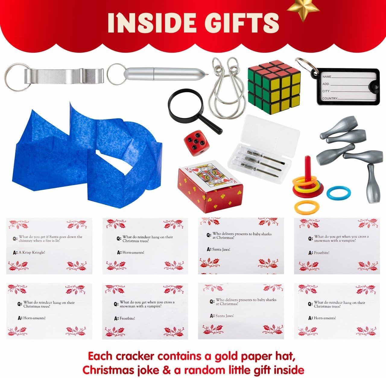 JOYIN 8 Pack Christmas Party Favor Non-Snap Christmas Party Table Favors with Holiday Party Favor Supplies for Kids and Adults, Christmas Parties, Dinners and Holidays - Image 3