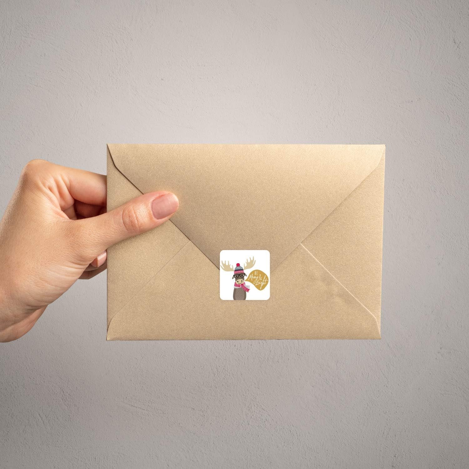 Woodland Animals Christmas Stickers / 250 Winter Holiday Animals Labels / 1.5" x 1.5" Square Envelope Seals / 6 Adorable Festive Forest Animal Designs/Made in The USA - Image 6