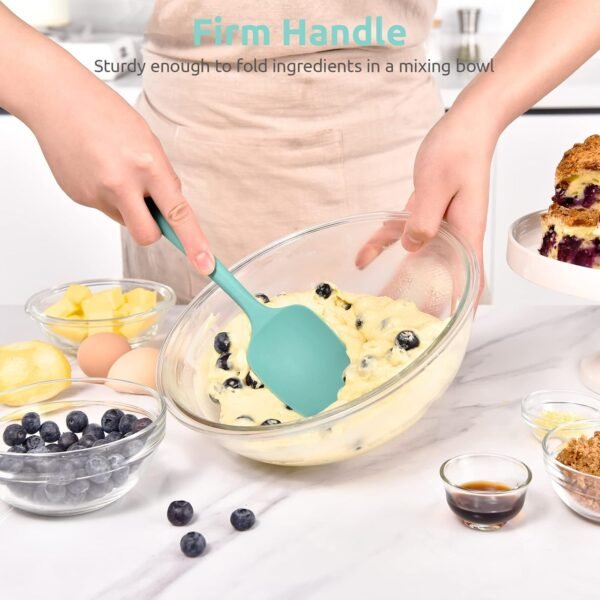 Heat Resistant Silicone Spoon Spatula: U-Taste 600ºF High Heat Flexible 11.38in Silicon Mixing Stirring Cooking Scraping Baking Bowl Scraper Seamless Spreader for Kitchen Nonstick Cookware (Aqua Sky) - Image 6