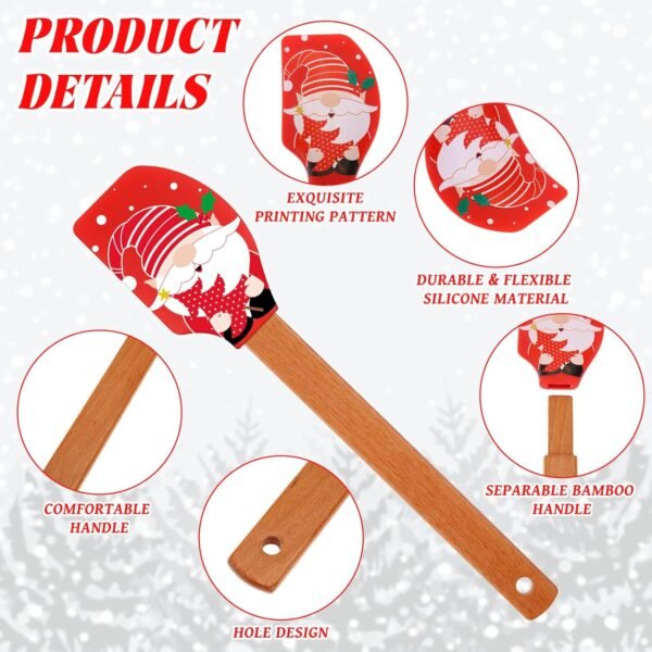 24 Sets Christmas Silicone Spatula Gift Xmas Cake Spatula Xmas Baking Cooking Gifts Heat Resistant Scraper with Twines, White Sheer Bags and Greeting Cards for Kitchen Mixing Cooking Baking - Image 4