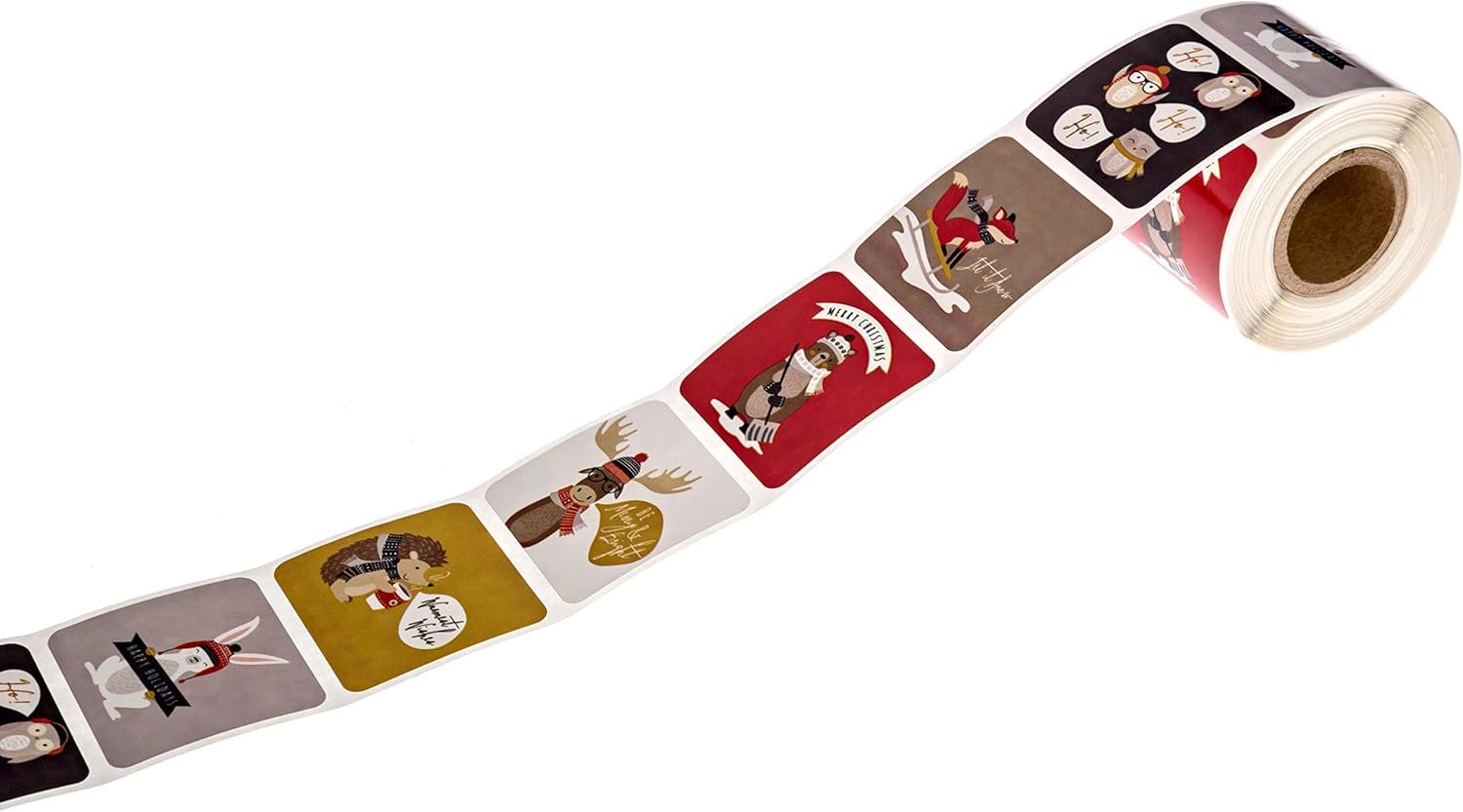 Woodland Animals Christmas Stickers / 250 Winter Holiday Animals Labels / 1.5" x 1.5" Square Envelope Seals / 6 Adorable Festive Forest Animal Designs/Made in The USA - Image 5