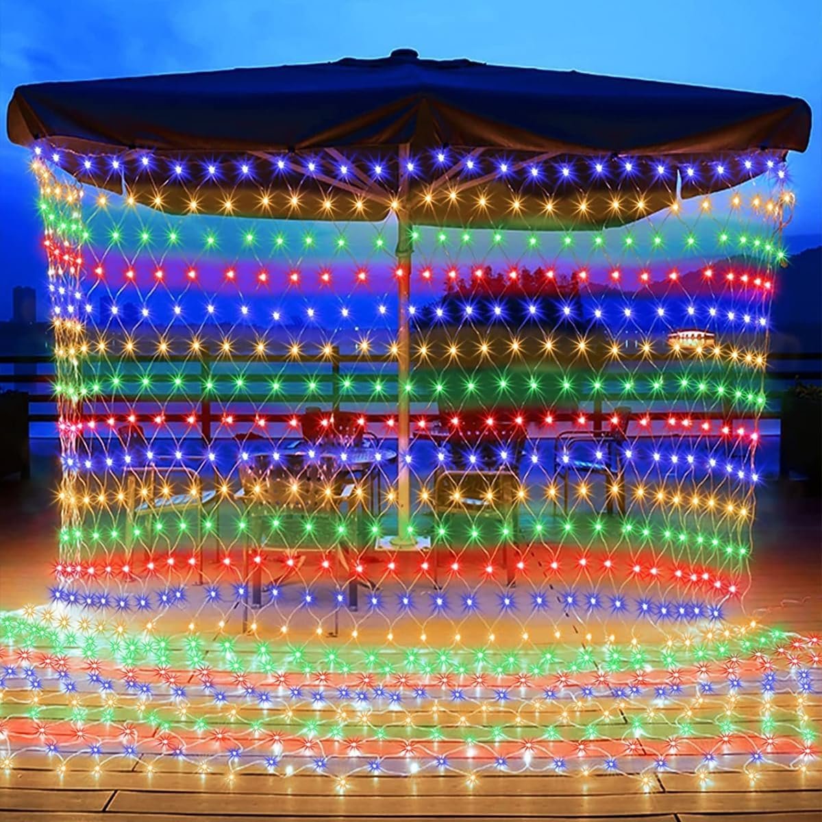kemooie 198 LED Christmas Net Lights, 9.8FT x 6.6FT Plug in Mesh Lights, Connectable 8 Twinkle Modes Waterproof String Lights for Garden Bush Window Christmas Decorations (Multicolor) - Image 8