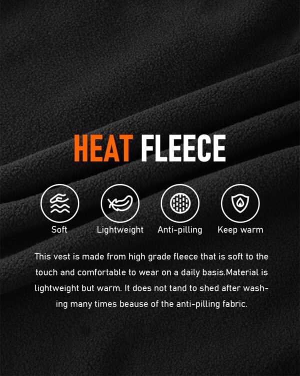 LABCOOL Heated Vest for Men Women with Ultra-Soft Microfleece, 12000mAh Battery Pack, USB Rechargeable Body Warmer - Image 6
