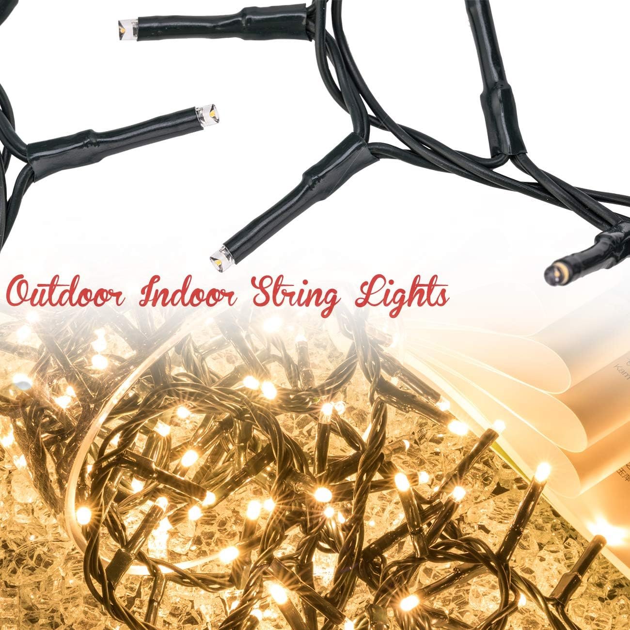 500 LED 49ft Christmas Cluster Lights Christmas String Lights Decoration Lights for Christmas Home Garden Wedding Party Xmas Tree Bedroom Indoor Outdoor Decor (Warm White) - Image 8