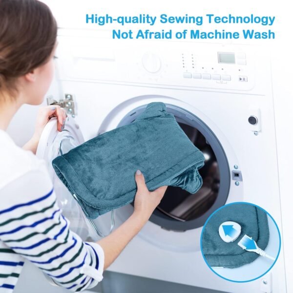 Heating Pad for Neck and Shoulders, NIUONSIX Christmas Gifts for Women Mom Wife Men Dad, Weighted Electric Heating Pad for Back Pain Relief 6 Heat Settings 4 Timers Auto Off, Blue - Image 8