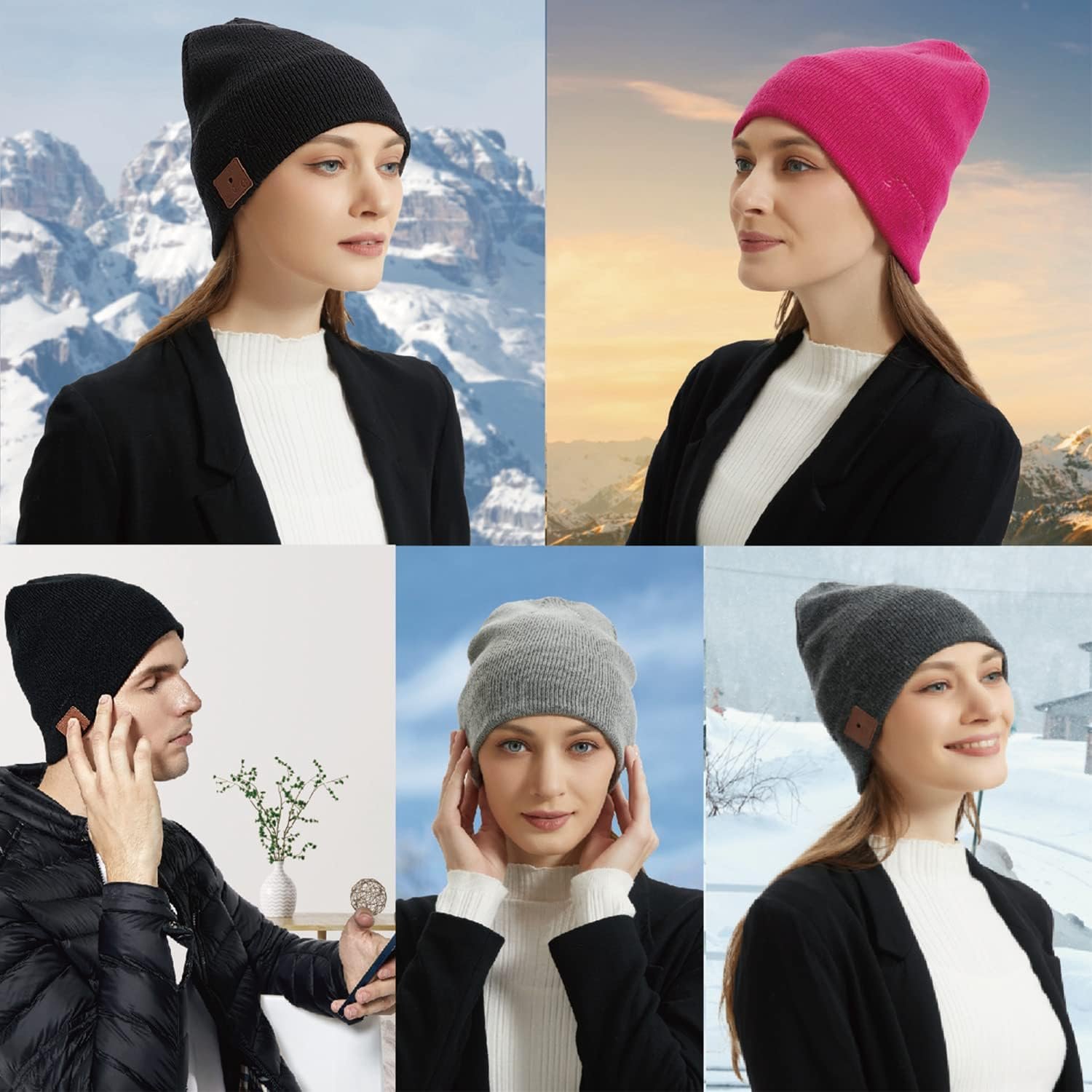 Bluetooth Beanie, Bluetooth 5.2 Wool Hat HD Stereo,24 Hours Play Time,Built-in Microphone, Men's/Women's Christmas Electronic Gift (Black) - Image 8
