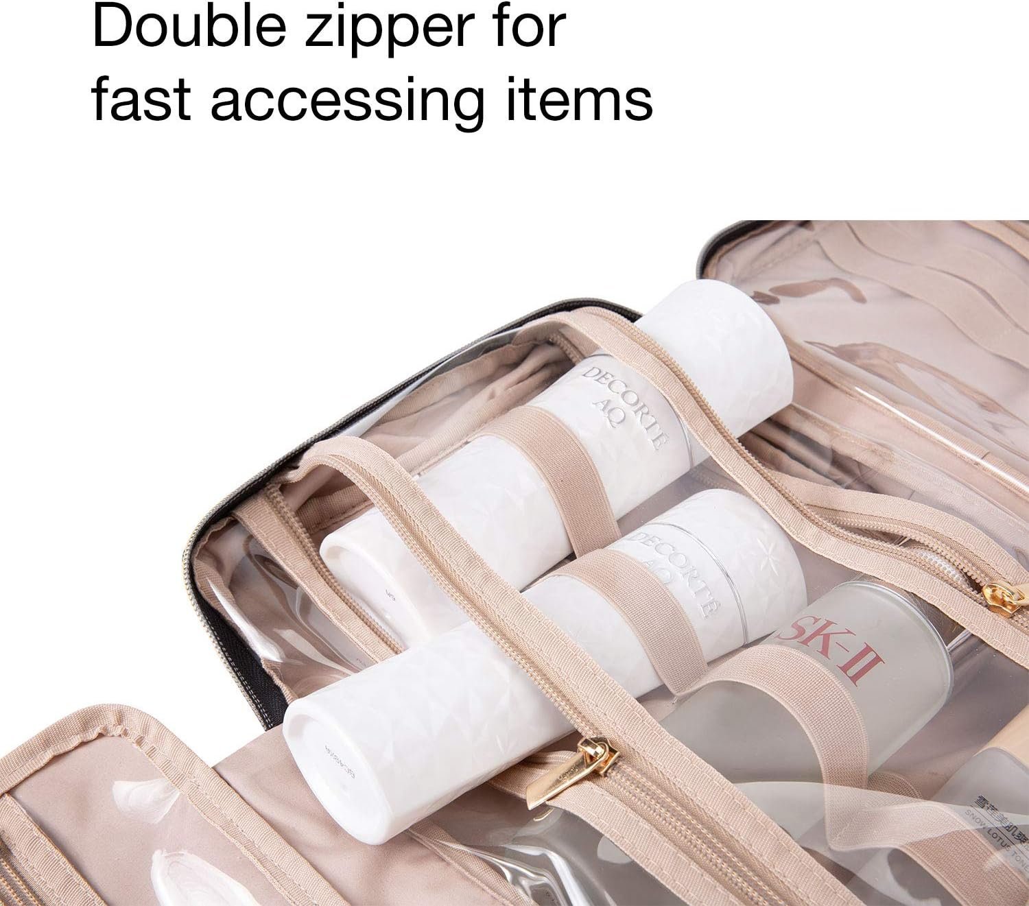BAGSMART Large Toiletry Bag Travel Bag with Hanging Hook, Water-resistant Makeup Cosmetic Bag Travel Organizer for Accessories, Shampoo, Full Sized Container, Toiletries - Image 6