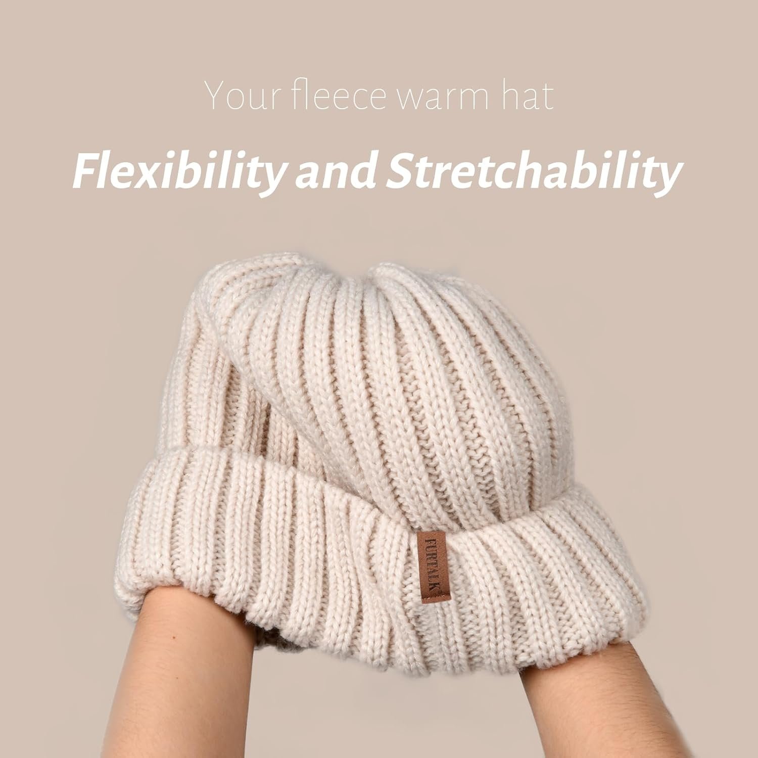 FURTALK Winter Hats for Women Fleece Lined Beanie Knit Chunky Womens Snow Cap - Image 3