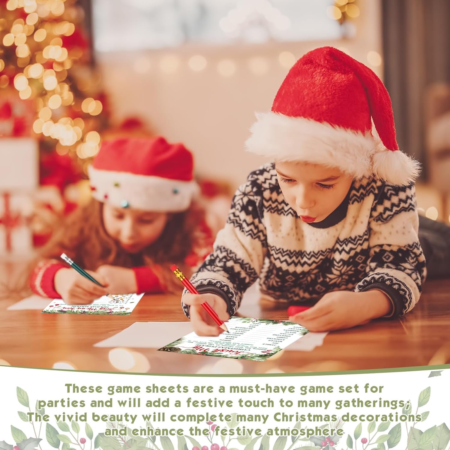 232 Pcs Christmas Trivia Party Games Set Include 207 Xmas Games Question Answer Paper Cards 25 Pencils for Christmas Festival Guessing Activity Party Supplies, 25 Players (Berry) - Image 5