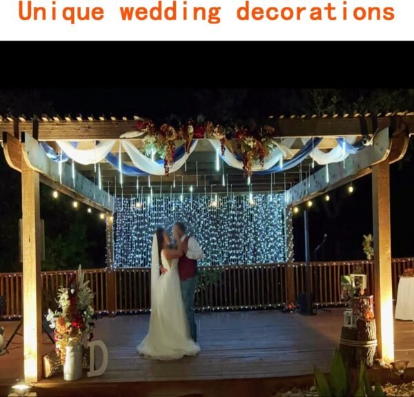Kwaiffeo Christmas Lights Outdoor, 8 Tubes Meteor Shower Lights LED Snow Falling Icicle Cascading Lights for Xmas Tree Wedding Decoration Party, UL Plug, White - Image 7
