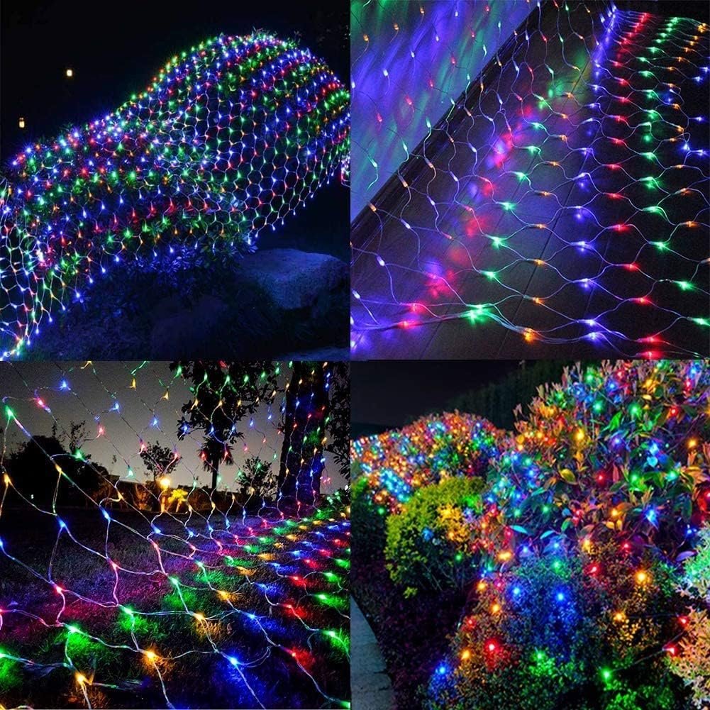 kemooie 198 LED Christmas Net Lights, 9.8FT x 6.6FT Plug in Mesh Lights, Connectable 8 Twinkle Modes Waterproof String Lights for Garden Bush Window Christmas Decorations (Multicolor) - Image 6