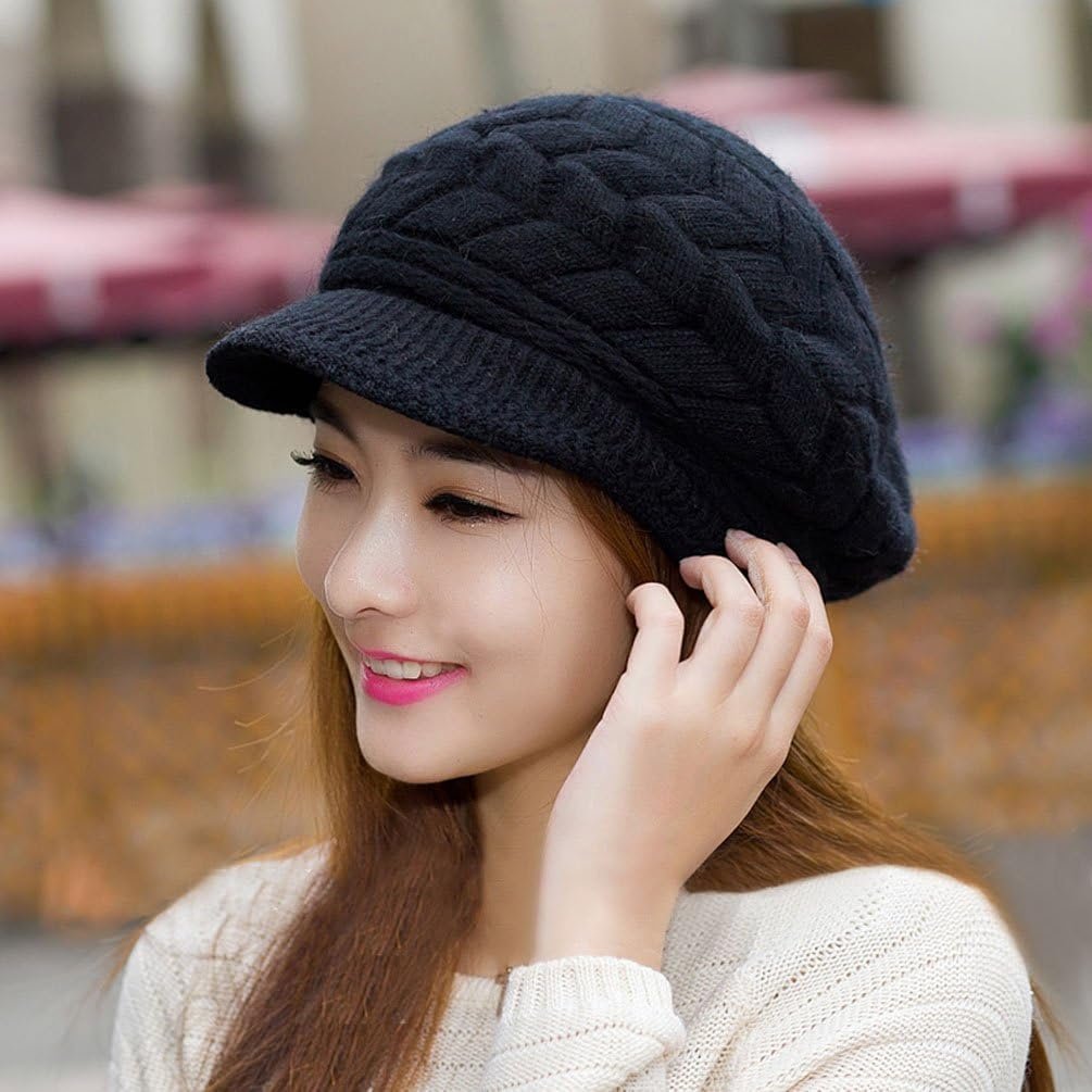 HINDAWI Women Winter Warm Knit Hat Wool Snow Ski Caps with Visor - Image 7