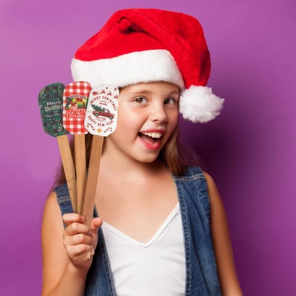 Patelai Christmas Silicone Spatula Xmas Cake Spatula with Wooden Handle Snowmen Pancake Spatula Cute Pan Scraper Xmas Dish Scraper Cooking Spatulas for Kitchen Mixing Cooking (Chic Style,6 Pieces) - Image 6