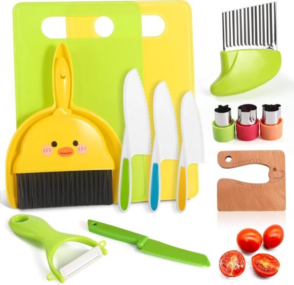14 PC Kid Safe Knife Set for Real Cooking Toy for Age 2+ , Montessori Kitchen tools for Toddlers Mini Chef 2-4 5-7 6-8 Year Old Kids, Christmas Toy Gifts for 2 3 4 5 6 7 8 9 Year Old Girl Boy Birthday - Image 2