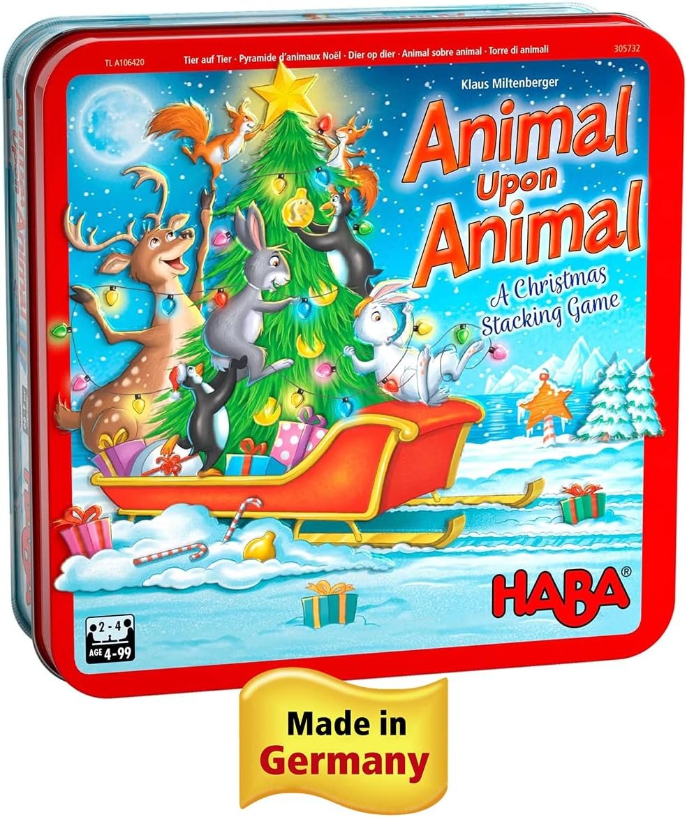 HABA Animal Upon Animal Christmas Limited Edition Wooden Stacking Game in Collector's Tin - Fun Games with Wooden Animals & Christmas Games - Image 8
